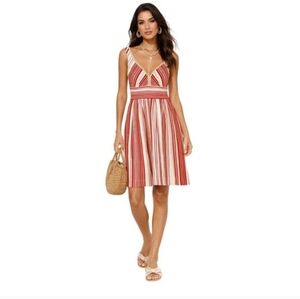 Anthropologie Red and White Striped Midi Dress